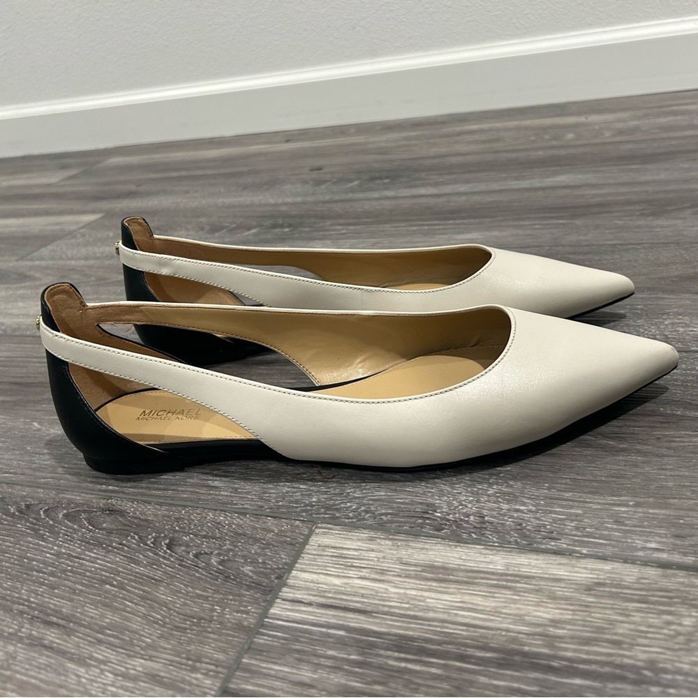 Michael Kors Women's Cream and Black Slingback Flats